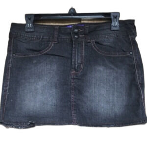 Miley Cyrus Max Azria  raw edge denim mini skirt